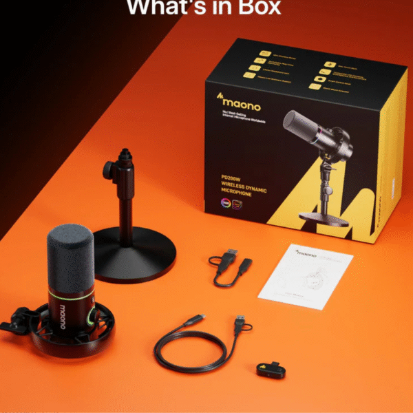 Maono PD200W wireless microphone with table stand price in Pakistan – USB-C and XLR compatible mic
