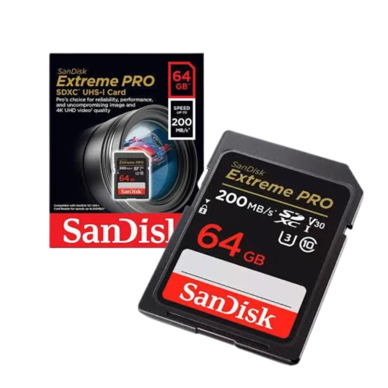 SanDisk Extreme PRO 64GB 200MB/s memory card for compatible 4K cameras in Pakistan